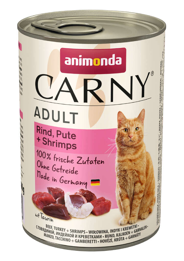animonda Katzen-Nassfutter Carny Adult Rind, Pute + Schrimps